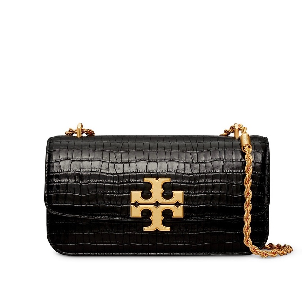Tory Burch Eleanor shoulder in croc - embossed calf leather.